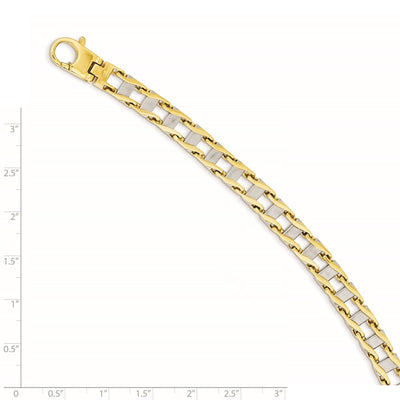 14K Two-tone Hand-polished Fancy Link Bracelet