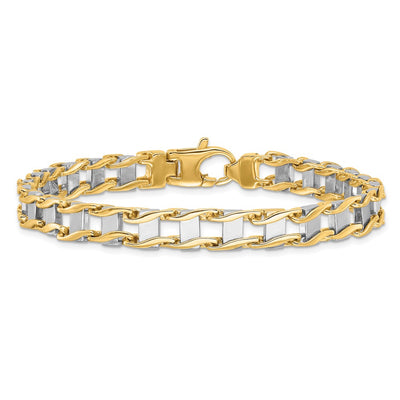 14K Two-tone Hand-polished Fancy Link Bracelet