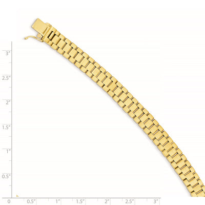 14K Polished and Satin Mens Fancy Link Bracelet, 8 x 8mm