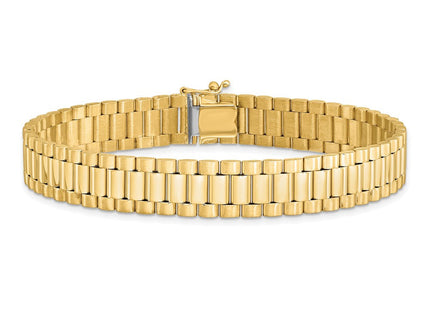 14k Polished and Satin Mens Fancy Link Bracelet (Style GB214-8)