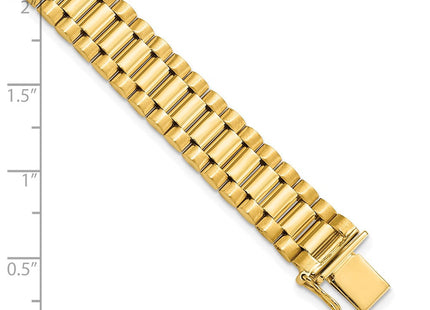 14k Polished and Satin Mens Fancy Link Bracelet (Style GB214-8)