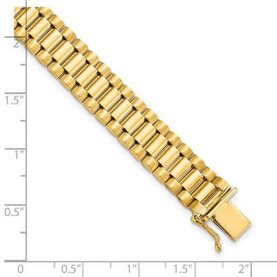 14K Polished and Satin Mens Fancy Link Bracelet, 8 x 10mm