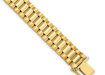 14k Polished and Satin Mens Fancy Link Bracelet (Style GB214-8)