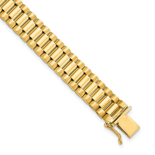 14k Polished and Satin Mens Fancy Link Bracelet (Style GB214-8)