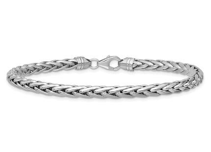 14k White Gold Polished Fancy Wheat Chain 8. Bracelet