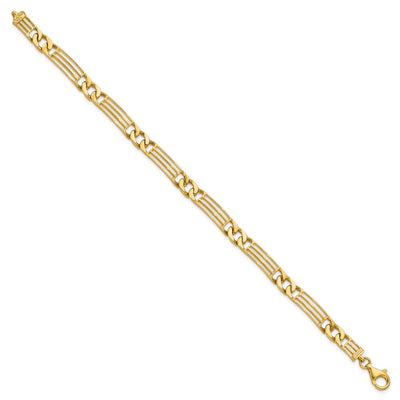 14K Polished Fancy Curb Link and Bars Bracelet