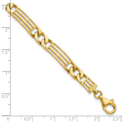 14K Polished Fancy Curb Link and Bars Bracelet