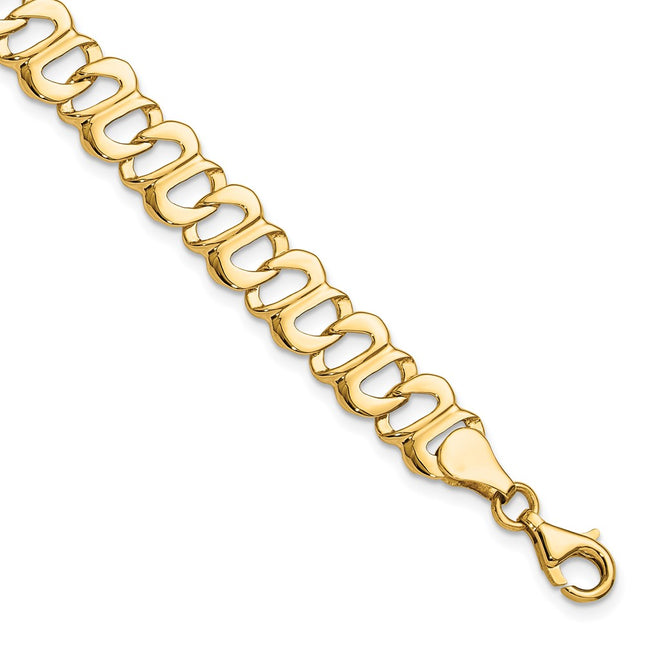 14K Polished Fancy Link 8. Bracelet, 8.75 x 8mm