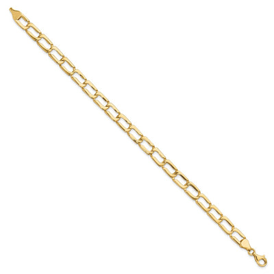 14K Polished Fancy Rectangular Curb Link Bracelet