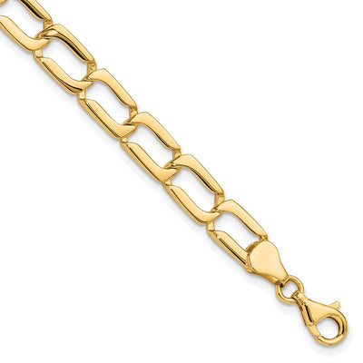 14K Polished Fancy Rectangular Curb Link Bracelet