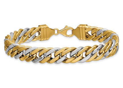 14k Two-tone Fancy Curb Link Bracelet