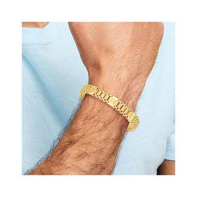 14K Satin and Polished Fancy Link Mens Bracelet