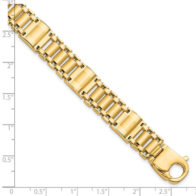 14K Satin and Polished Fancy Link Mens Bracelet