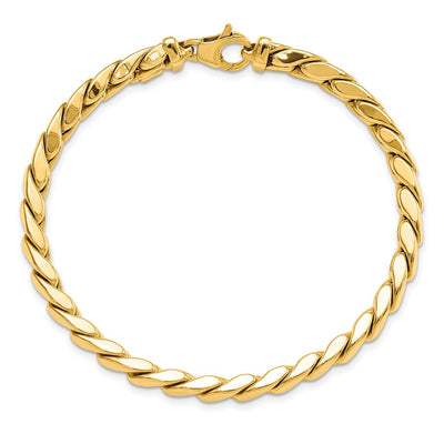 14K Polished Fancy Curb Link Mens Bracelet