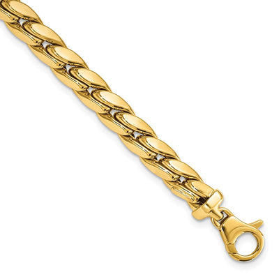 14K Polished Fancy Curb Link Mens Bracelet