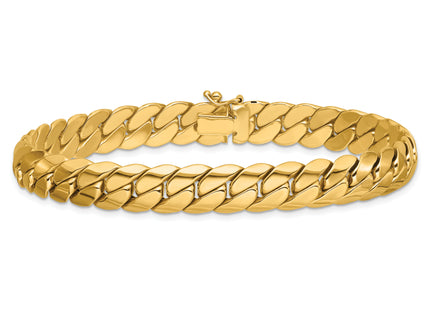 14K Polished Fancy Curb Link Mens Bracelet