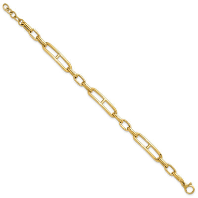 14K Polished Fancy Open Link Cable Bracelet