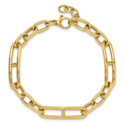14K Polished Fancy Open Link Cable Bracelet