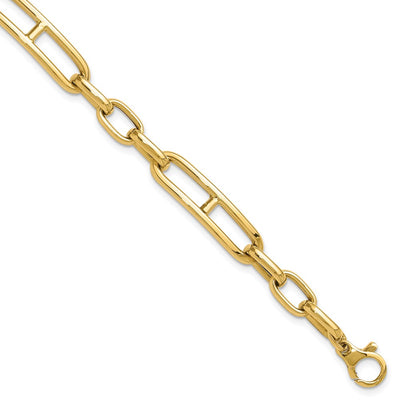14K Polished Fancy Open Link Cable Bracelet