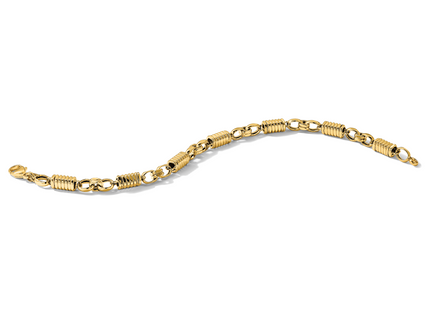 14k Polished and Grooved Fancy Link 8. Mens Bracelet