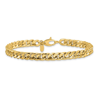 14K Polished Fancy Concave Curb Link Bracelet