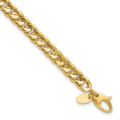 14K Polished Fancy Concave Curb Link Bracelet