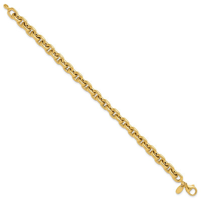 14K Polished Fancy Cable Link Bracelet, 8 x 6.8mm
