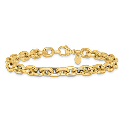 14K Polished Fancy Cable Link Bracelet, 8 x 6.8mm