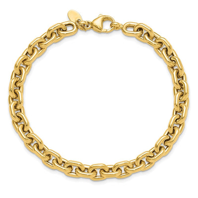 14K Polished Fancy Cable Link Bracelet, 8 x 6.8mm