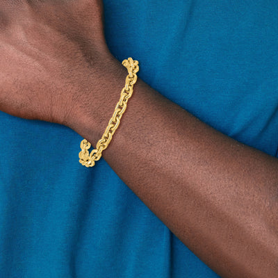 14K Polished Fancy Cable Link Bracelet, 8 x 6.8mm