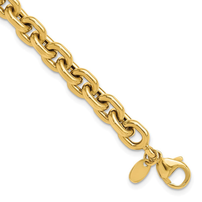 14k Polished Fancy Cable Link Bracelet, 8 x 6.8mm