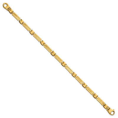 14K Polished and Brushed Fancy Bar Link Bracelet