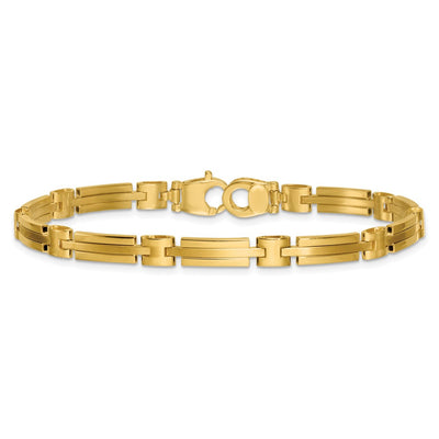 14K Polished and Brushed Fancy Bar Link Bracelet