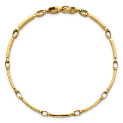 14K Polished and Brushed Fancy Bar Link Bracelet