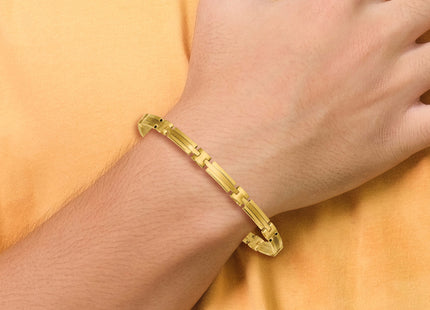 14k Polished and Brushed Fancy Bar Link Bracelet