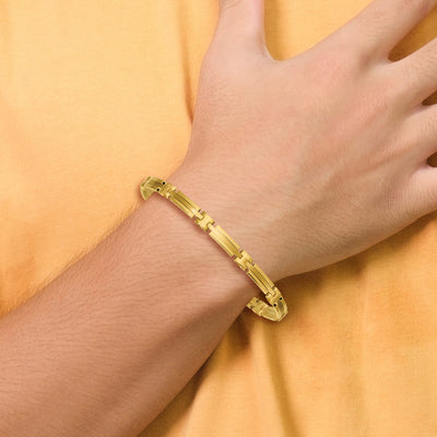14K Polished and Brushed Fancy Bar Link Bracelet