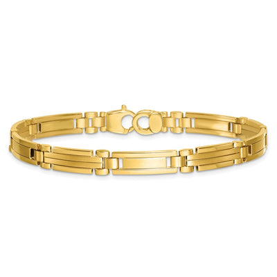 14K Polished and Brushed Fancy Multi Link Bar Bracelet