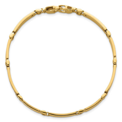 14K Polished and Brushed Fancy Multi Link Bar Bracelet