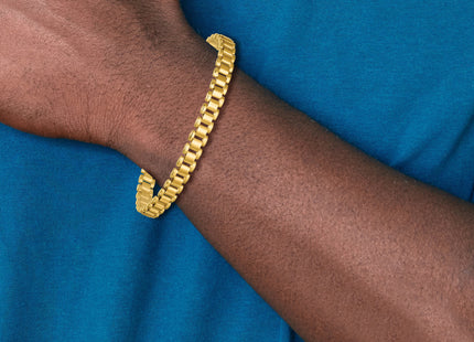 14k Polished and Brushed Fancy Link Bracelet