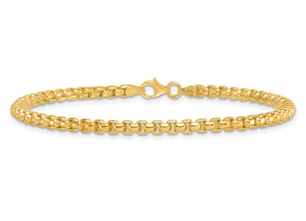 14k Polished Rounded Box Chain 8. Mens Bracelet (Style GB302-8.5)