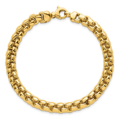 14K Polished Fancy Rounded Box Link Bracelet