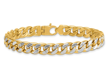 14k Yellow & Rhodium Chain Bracelets Style GB308 - Classique Jewelry Inc.