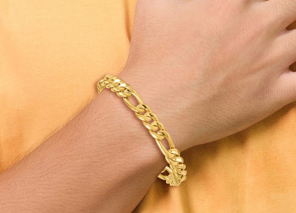 14K Polished Flat Figaro Chain Mens Bracelet