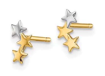 14k Yellow & Rhodium Earrings Style GK1012 - Classique Jewelry Inc.