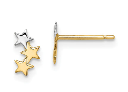 14k Yellow & Rhodium Earrings Style GK1012 - Classique Jewelry Inc.