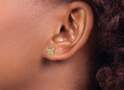 14K gold cubic zirconia butterfly stud earrings, another view