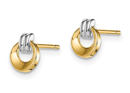 14k Yellow & Rhodium Earrings Style GK1062 - Classique Jewelry Inc.