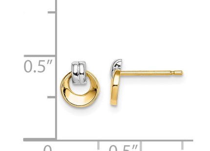 14k Yellow & Rhodium Earrings Style GK1062 - Classique Jewelry Inc.