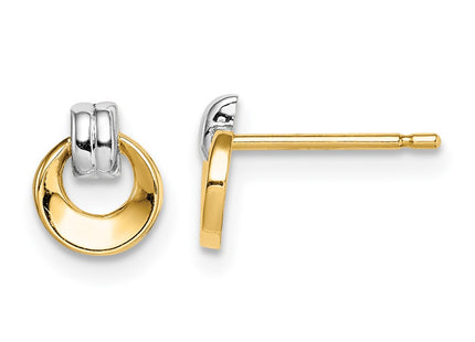 14k Yellow & Rhodium Earrings Style GK1062 - Classique Jewelry Inc.