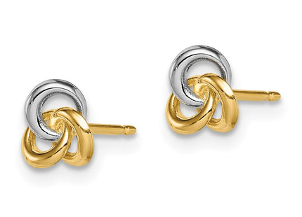14k Yellow & Rhodium Earrings Style GK1064 - Classique Jewelry Inc.